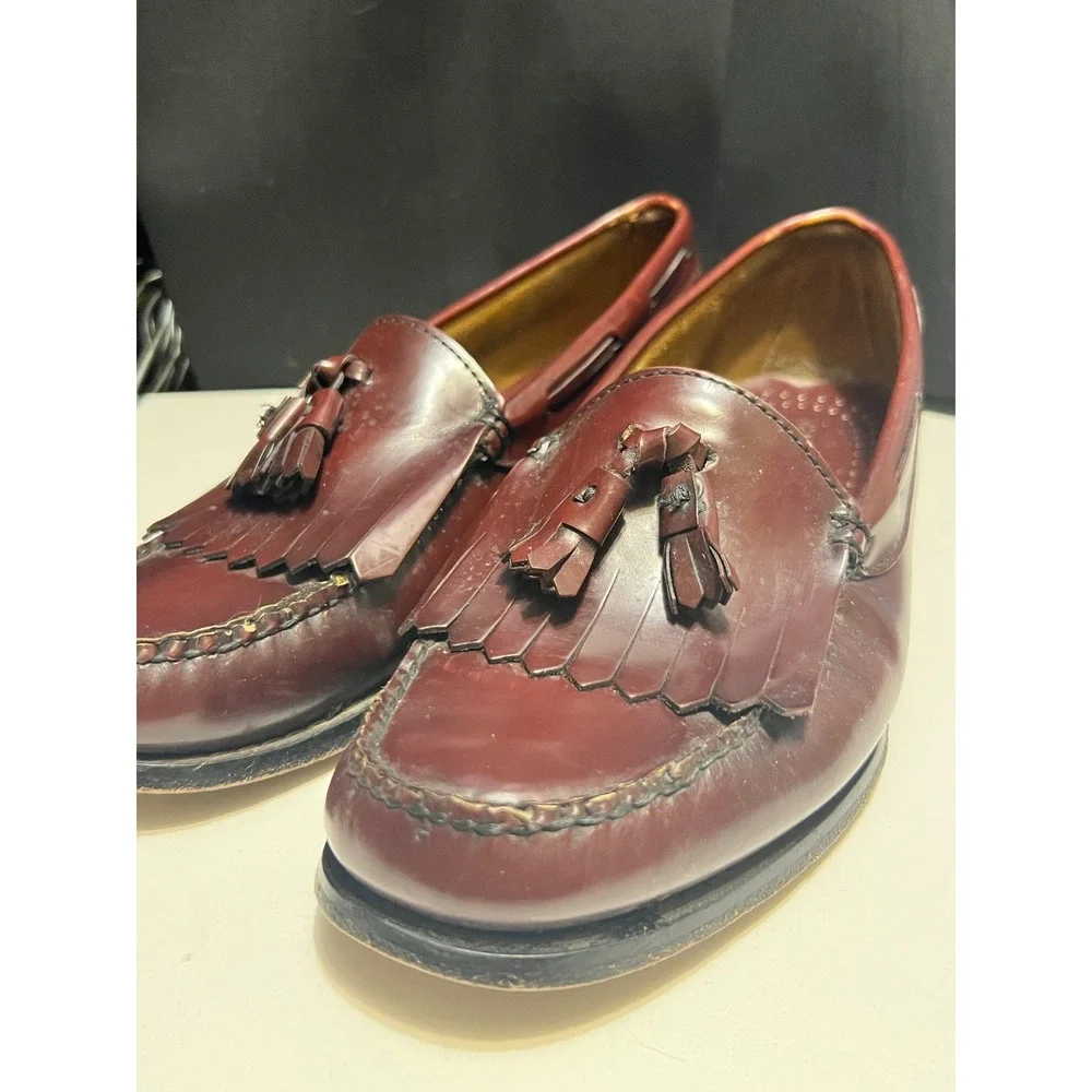 G.H. Bass Burgundy Tassel Loafers Mens Size 10D Leather Dress Shoes Classic Wear